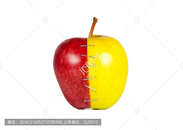 對比蘋果的兩半