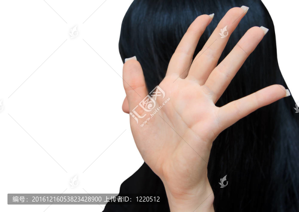 年輕女子做停止姿勢(shì)的明亮照片