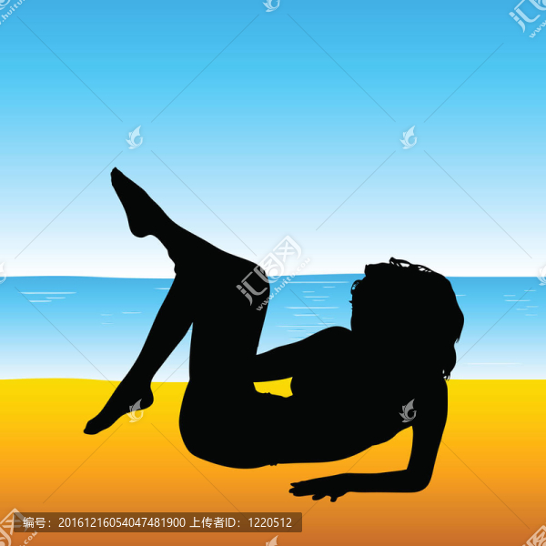 海灘上的女人剪影