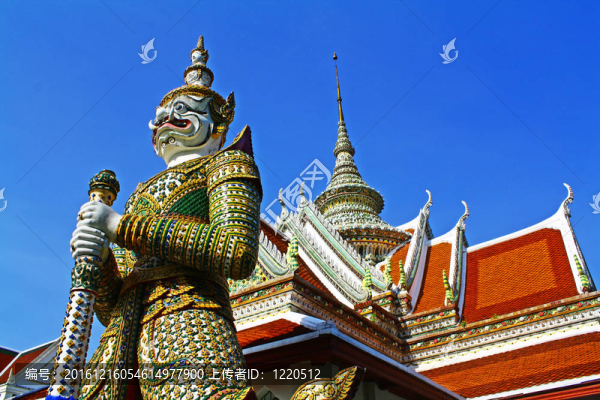 在Wat,Phra,Kaew的巨頭；曼谷。