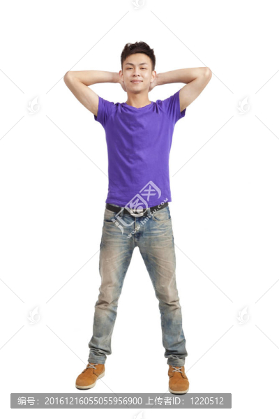 時尚男長帶紫色T恤
