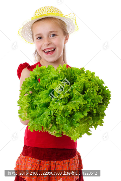 微笑女孩生菜沙拉