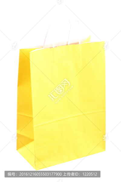 購物黃色禮品袋和蘋果隔離