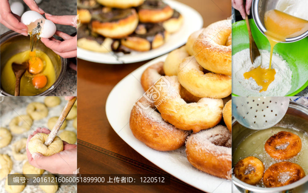 甜甜圈制作拼貼畫(huà)。六張照片。