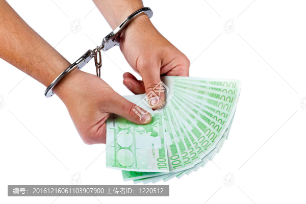 隨著歐元和手銬的手