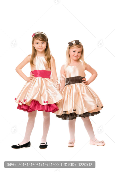穿著裙子的兩個漂亮的小女孩