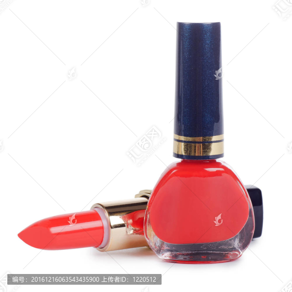 指甲油和紅色隔離唇膏
