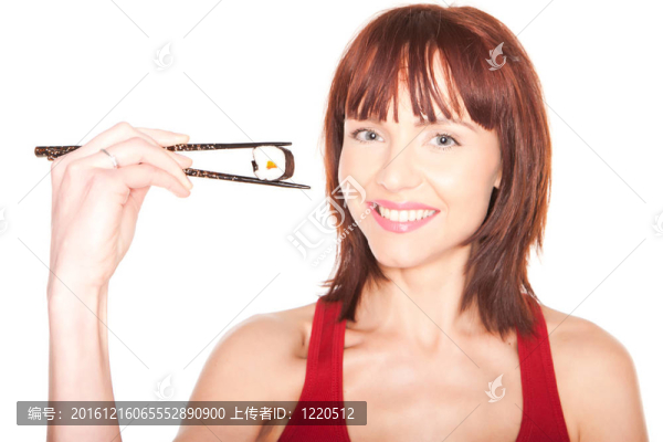 抱壽司的女人