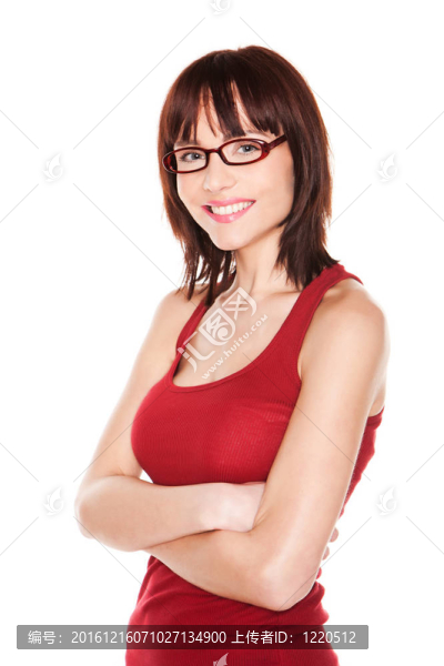 戴眼鏡的迷人女人肖像
