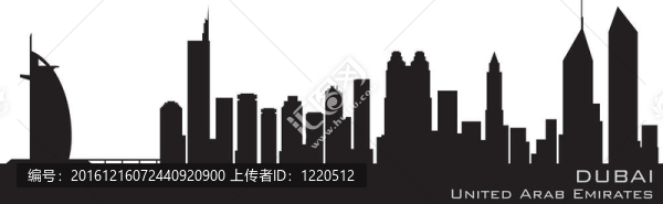 Emirates；天際線；迪拜。詳細(xì)的輪廓