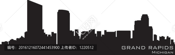 密歇根；天際線；大急流城。詳細的輪廓