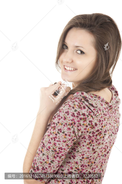 白色背景的快樂少女