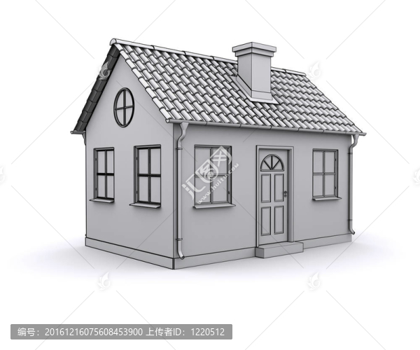 框架房屋的白色3D模型