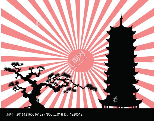 日本景觀剪影圖