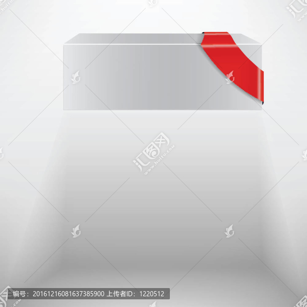 帶紅絲帶的抽象白盒