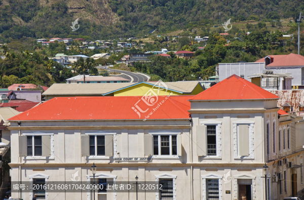 老建筑與Bright,Orange,Roof