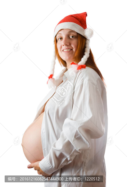 孕婦戴圣誕帽