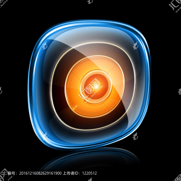 記錄圖標(biāo)霓虹燈；黑色背景隔離