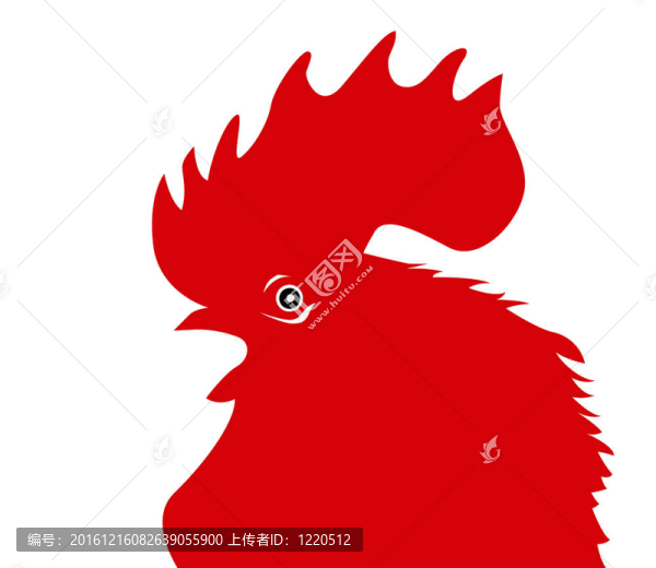 白色背景上的紅公雞剪影