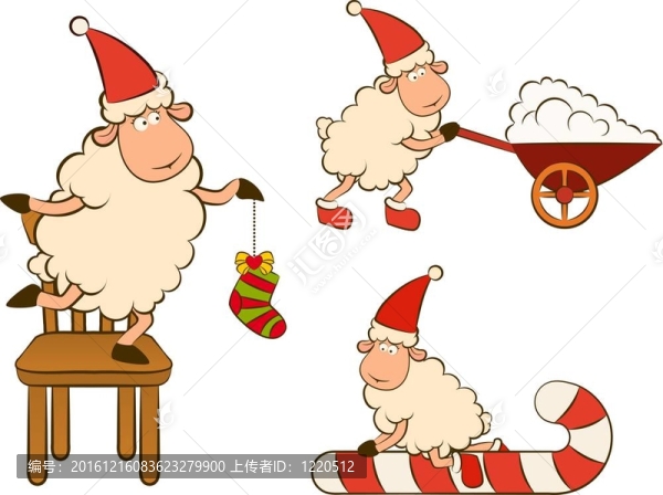 卡通搞笑Santa,Claus,sheep。