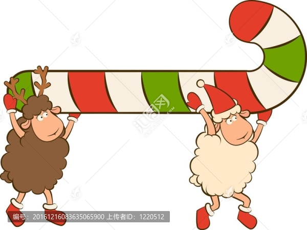 卡通搞笑Santa,Claus,sheep。