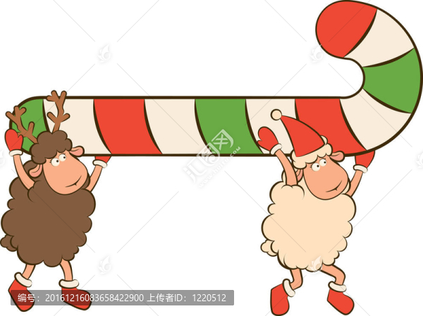 卡通搞笑Santa,Claus,sheep。