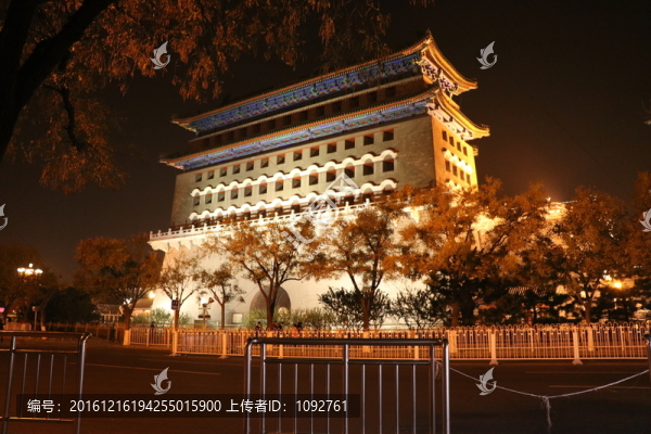 北京冬季夜景下的正陽門