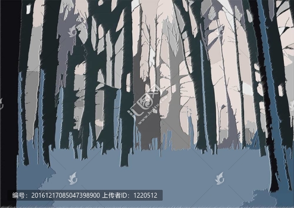 冬天森林里的樹(shù)