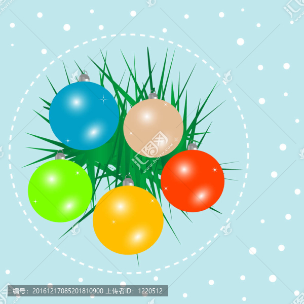 綠云杉樹枝上的圣誕球