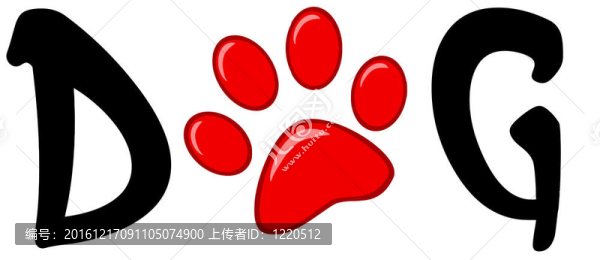 字狗的紅色爪子打印