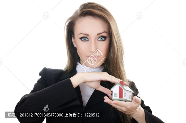 商業(yè)婦女與小模型的房子