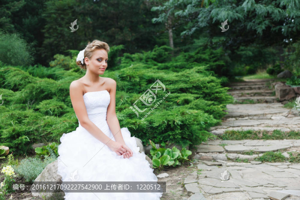 穿著白色婚紗的漂亮新娘
