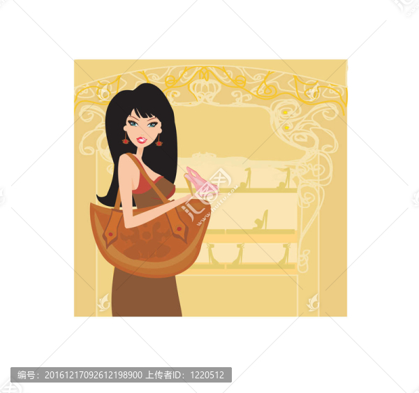 時(shí)尚女孩在鞋店購物