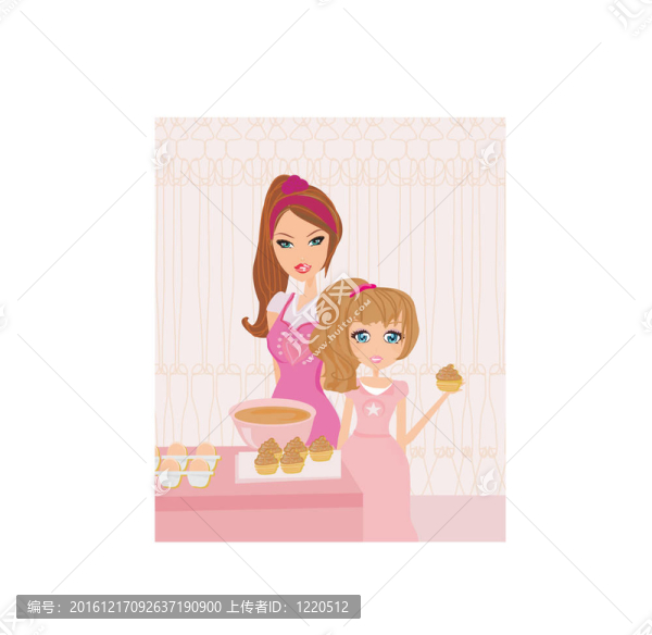 母親和女兒在廚房里