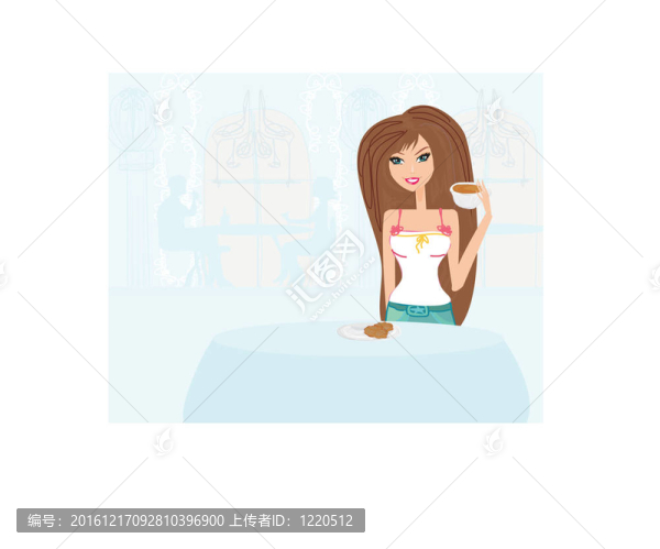 美麗女士喝咖啡