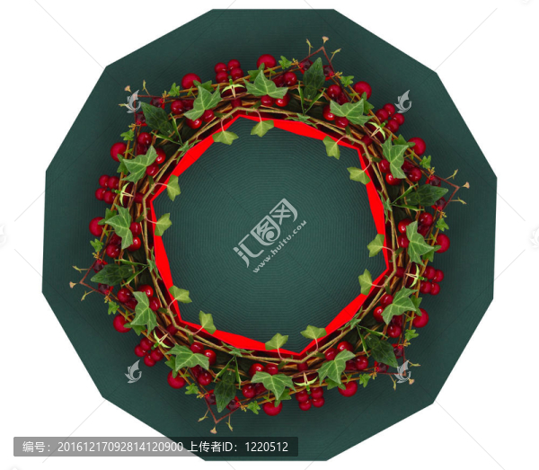 帶紅漿果的圣誕花環(huán)