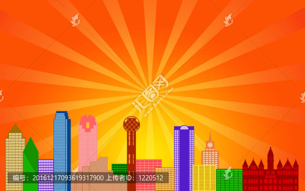 德克薩斯市天際線全景圖