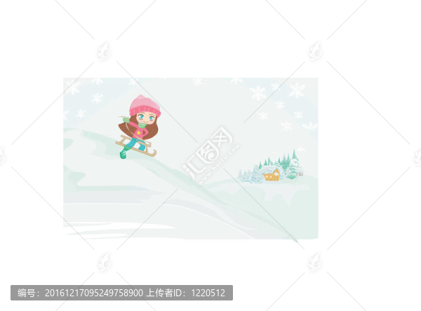 小女孩拉雪橇