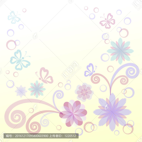 Flowers；蝴蝶和葉子