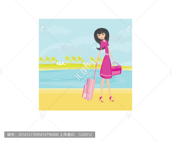 帶行李的美女旅行女孩