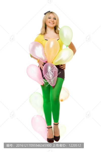 美麗性感金發(fā)女孩與氣球
