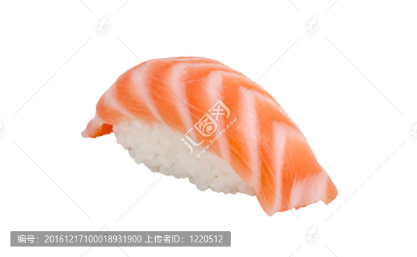 在白色背景的日本壽司三文魚華騎棚拍