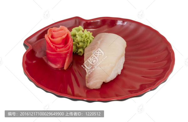 一個年輕的黃獅魚壽司特寫
