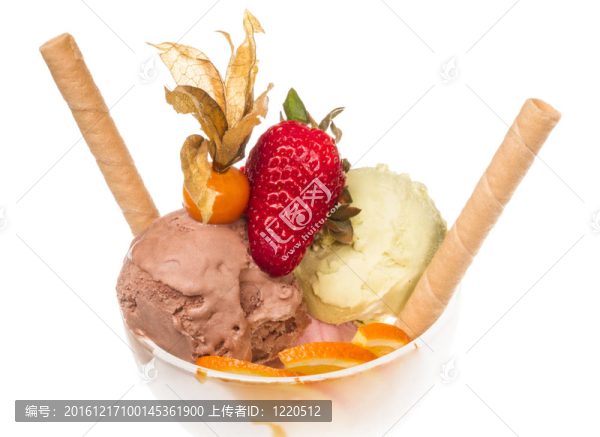 酸奶和巧克力冰淇淋在碗里