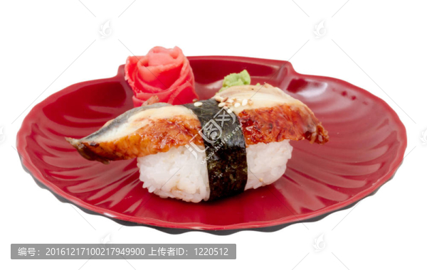 鰻魚(yú)壽司。白色隔離。