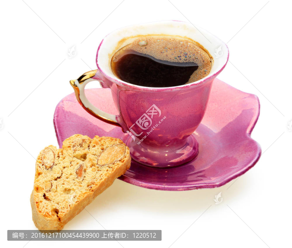 咖啡杯和杏仁烤土司
