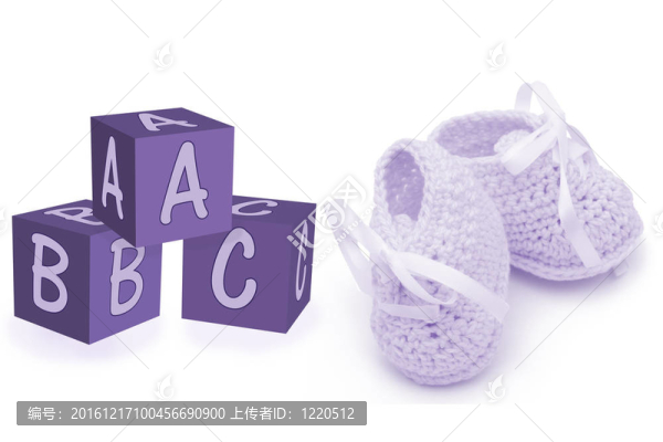 手工制作的嬰兒鞋和塊