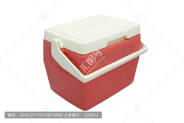 白色背景上的塑料冷卻器箱蓋。