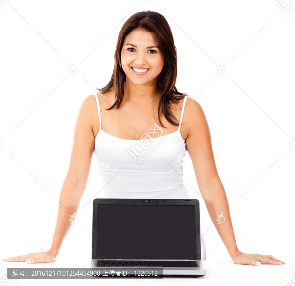 帶筆記本電腦的女人