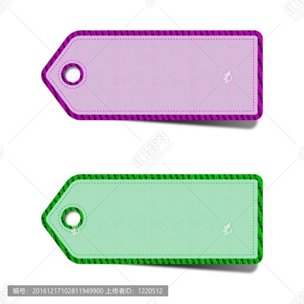 白色背景上的空白布標(biāo)簽。禮品；價(jià)格標(biāo)簽